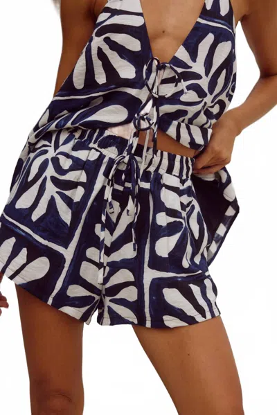 Runaway The Label Octavia V-neck Sleeveless Top In Pirah Navy In Multi