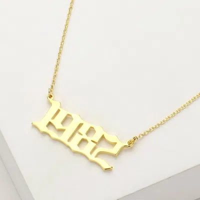 Fashnzfab Gold Dipped 1982 Birth Year Plate Pendant Necklace In Pattern