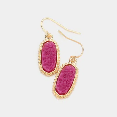 Fashnzfab Druzy Hexagon Dangle Earrings - Fuchsia In Purple