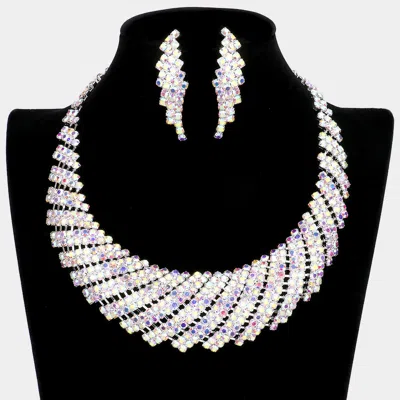 Fashnzfab Rhinestone Tornado Collar Bib Necklace In Silver