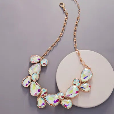 Fashnzfab Teardrop Crystal Stone Necklace In Multi