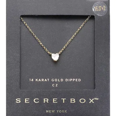 Fashnzfab Secret Box_14k Gold Dipped Cz Stone Heart Pendant Necklace In Gold