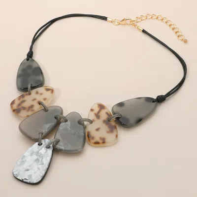 Fashnzfab Geometric Resin Plate Link Statement Necklace In Multi
