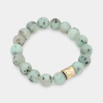 Fashnzfab Semi Precious Stone Beaded Stretch Bracelet In Green