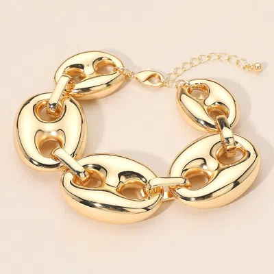 Fashnzfab Puffy Metal Mariner Link Statement Bracelet In Gold