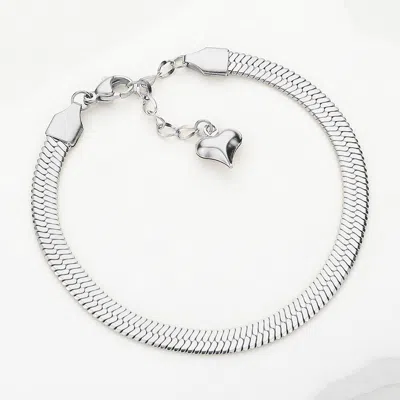 Fashnzfab Secret Box_stainless Steel Herringbone Chain Bracelet 0.2" H, 7" + 2" L In Multi