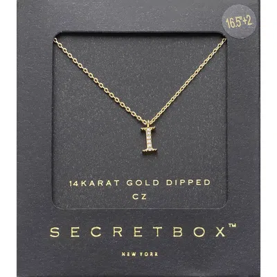 Fashnzfab -i- Secret Box _ 14k Gold Dipped Cz Initial Monogram Pendant Necklace In Multi
