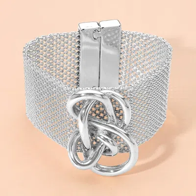 Fashnzfab Metal Knot Accent Mesh Magnetic Bracelet In Multi