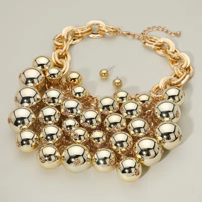 Fashnzfab Bold Oversized Beads Embellished Collar Statement Necklace In Gold