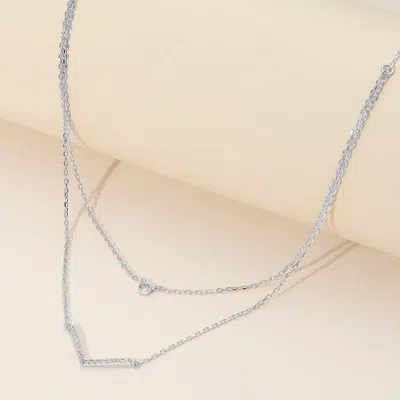 Fashnzfab Secret Box_stone Pointed Brass Double Layered Necklace In Multi