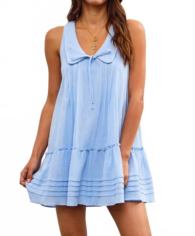 Mustard Seed Peter Pan Collar Ruffle Hem Dress In Light Blue In Blue