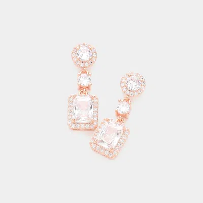 Fashnzfab Cz Multi Stone Link Dangle Evening Earrings - Rose Gold In Multi