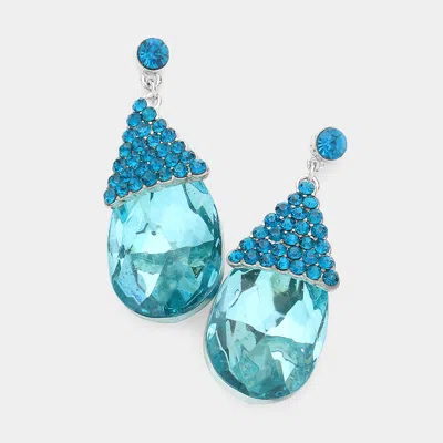 Fashnzfab Teardrop Dangle Evening Earrings - Blue Zircon In Multi