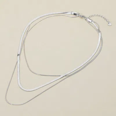 Fashnzfab Secret Box_stainless Steel Triple Layered Snake Chain Necklace In Multi