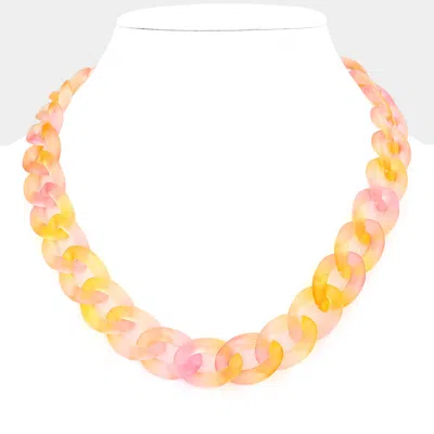 Fashnzfab Ombre Resin Chain Link Necklace In Pink