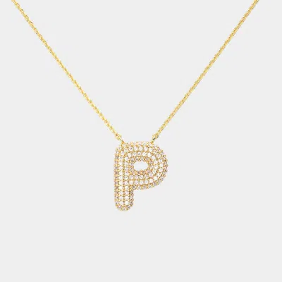 Fashnzfab -p- Gold Dipped Cz Initial Monogram Pendant Necklace In Multi