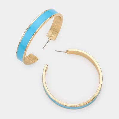 Fashnzfab Enamel Metal Hoop Earring - Light Blue In Blue