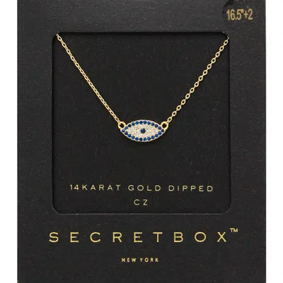 Fashnzfab Secret Box_14k Gold Dipped Cz Evil Eye Pendant Necklace In Gold