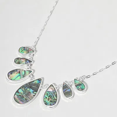 Fashnzfab Abalone Teardrop Cluster Station Necklace In Multi