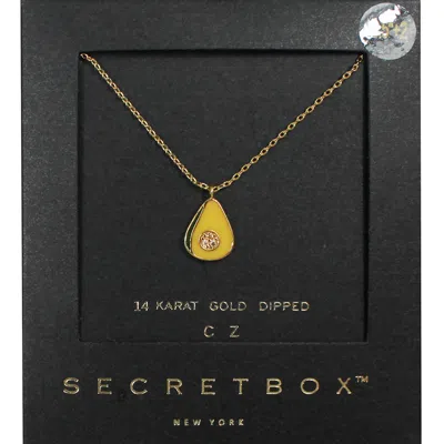 Fashnzfab Secret Box_14k Gold Dipped Cz Embellished Enamel Avocado Pendant Necklace In Gold