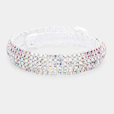 Fashnzfab Crystal Rhinestone Pave Adjustable Evening Bracelet In Multi