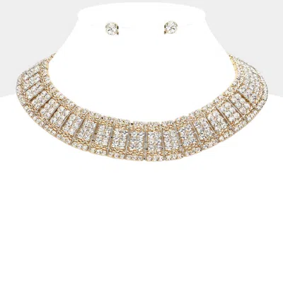 Fashnzfab Bubble Stone Armor Collar Necklace In Gold