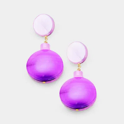 Fashnzfab Double Celluloid Acetate Disc Dangle Earrings - Purple In Purple