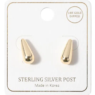 Fashnzfab 18k Gold Dipped Sterling Silver Post Teardrop Earrings - Gold In Gold