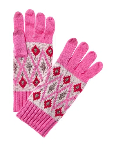 Sofiacashmere Fairisle Lurex Wool & Cashmere-blend Glove In Pink