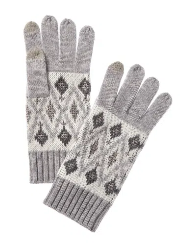Sofiacashmere Fairisle Lurex Wool & Cashmere-blend Glove In Gray