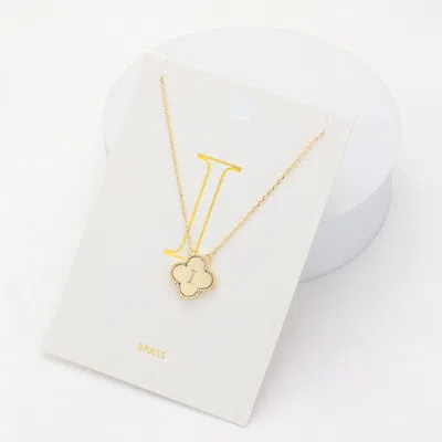 Fashnzfab Quatrefoil Initial I Monogram Pendant Necklace In Gold