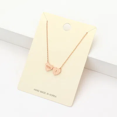 Fashnzfab You I Message Metal Double Heart Pendant Necklace In Multi
