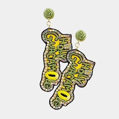 Fashnzfab Holy Guacamole Message Beaded Dangle Earrings - Green In Green