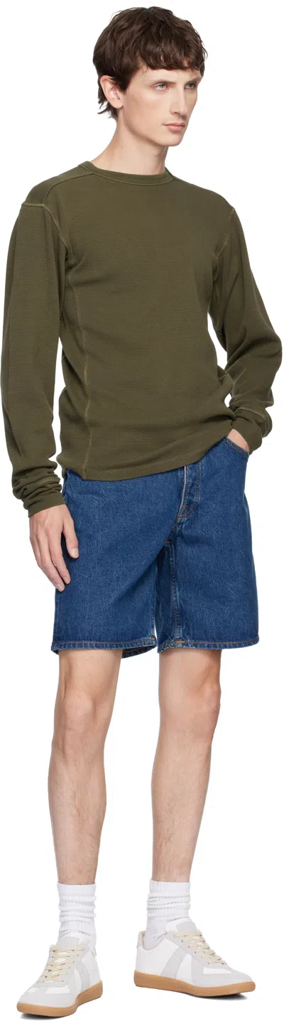 Nudie Jeans Seth Straight-leg Stone-washed Organic Denim Shorts In Blue