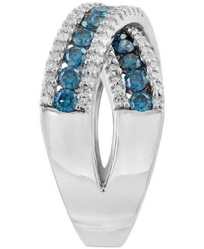 Effy Collection Effy Blue & White Diamond Crossover Statement Ring (1-1/5 Ct. T.w.) In 14k White Gold In Metallic