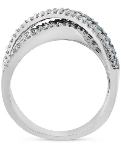 Effy Collection Effy Blue & White Diamond Crossover Statement Ring (1-1/5 Ct. T.w.) In 14k White Gold In Metallic
