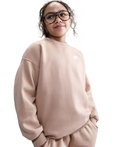 Nike Big Girls 7-16 Sportswear Club Fleece Oversized-fit Sweatshirt In Brown