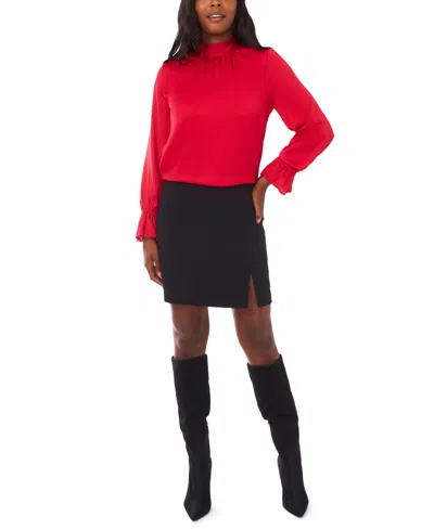 1.state Open Back Bell Sleeve Blouse In Red