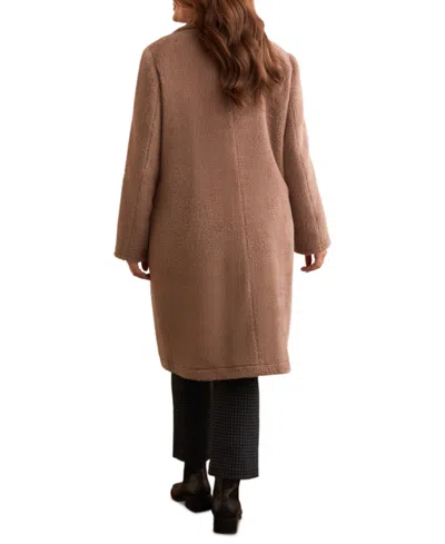 Tribal Plus Size Teddy Faux Fur Button-front Coat In Brown