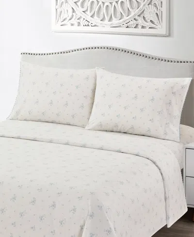 Sunham Callie Floral 200-thread Count 4-pc. Sheet Set, Queen In White