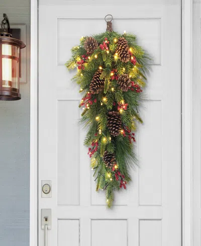 Puleo 28" Pre-lit Artificial Adorned Banister Swag In Multi