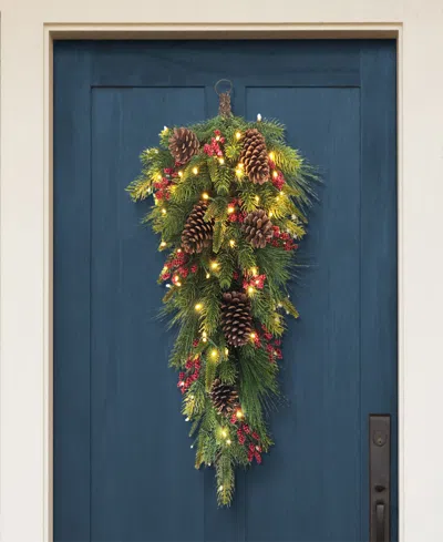 Puleo 28" Pre-lit Artificial Adorned Banister Swag In Multi