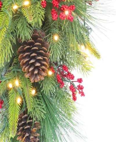 Puleo 28" Pre-lit Artificial Adorned Banister Swag In Multi