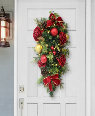 Puleo 28" Artificial Pre-lit Adorned Swag In Multi