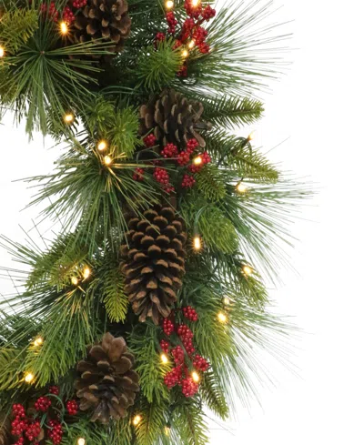 Puleo 26" Pre-lit Artificial Adorned Christmas Wreath In Green