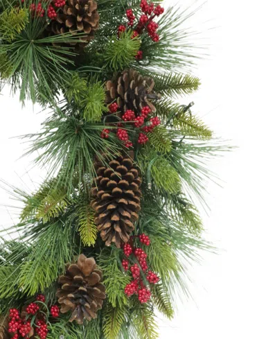 Puleo 26" Pre-lit Artificial Adorned Christmas Wreath In Green