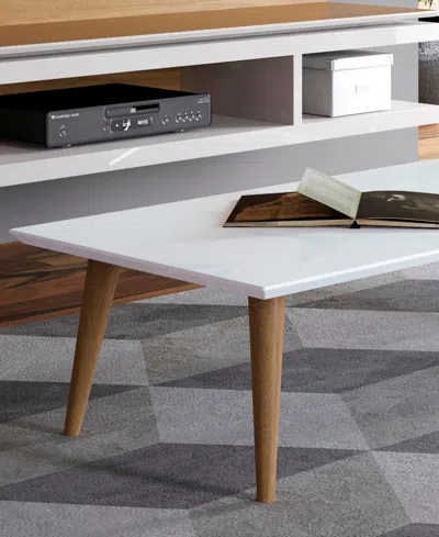 Manhattan Comfort Utopia 17.52" Wood Low Rectangle Coffee Table In White