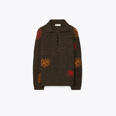Tory Burch Embroidery-detail Sweater In Brown