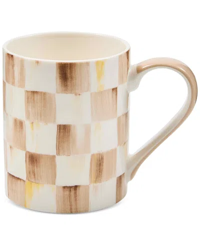 Mackenzie-childs Mocha Check Porcelain Mug In Neutral