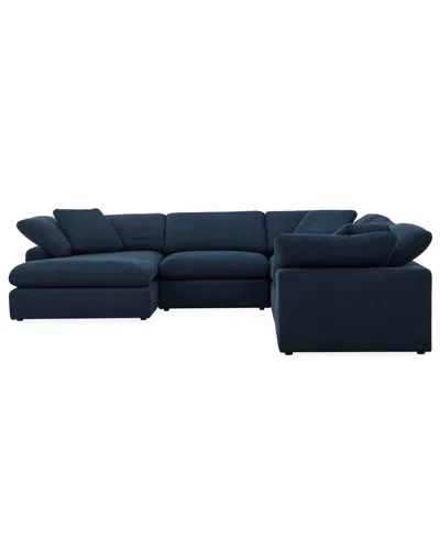 Macy's Furniture Fog 5-pc. Fabric Chaise L-sectional Sofa Set In Blue